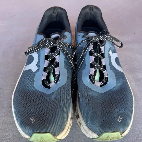 Size 9.5 - On Cloudmonster Shoes Womens Blue Green Running Sneakers Road Cushion - Picture 3 of 13